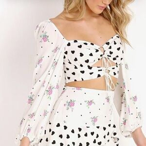 For Love And Lemons Lucia Keyhole Crop Top in White